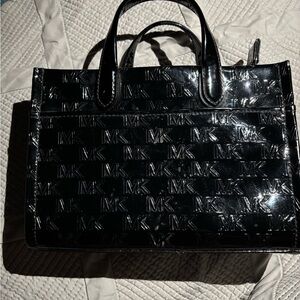 Gigi MK Facet Logo Small Messenger Patent Leather Bag